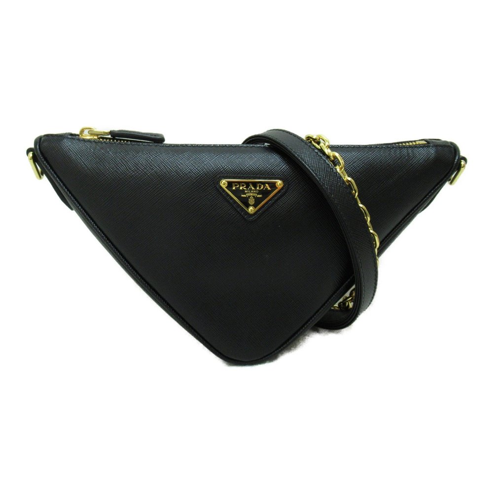 PRADA Shoulder bag with chain Black Safiano leather 1BC543VDOZNZVF0002 - Picture 1 of 9